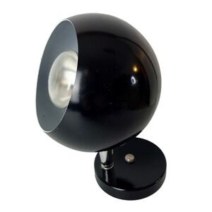 Vintage L & S Lighting Eyeball Desk Wall Lamp Mid Century Modern Black WORKS
